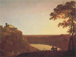 Joseph Wright View of the Lake of Nemi at Sunset (mk05) oil painting picture